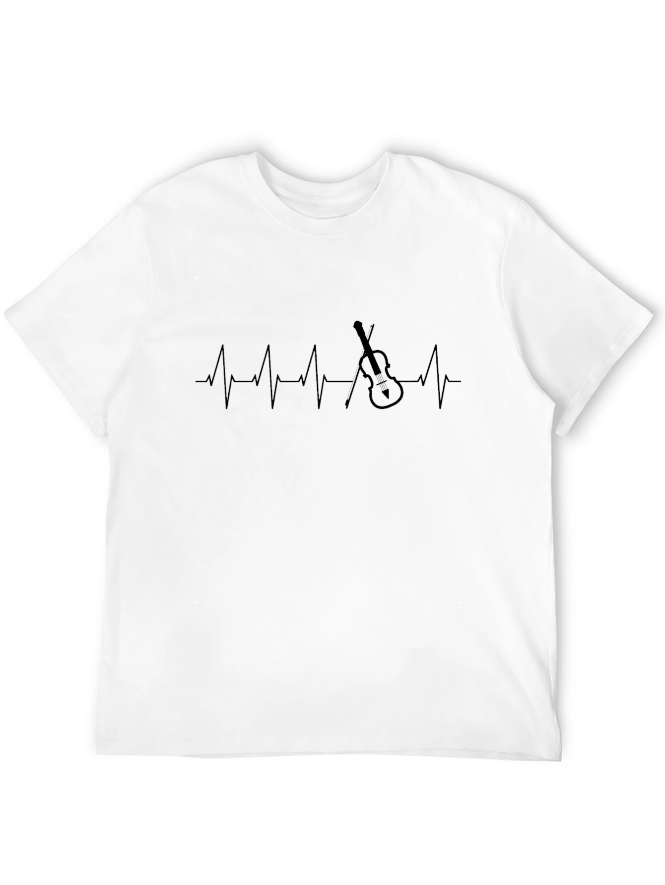 Violin Heartbeat Graphic T-Shirt - Black