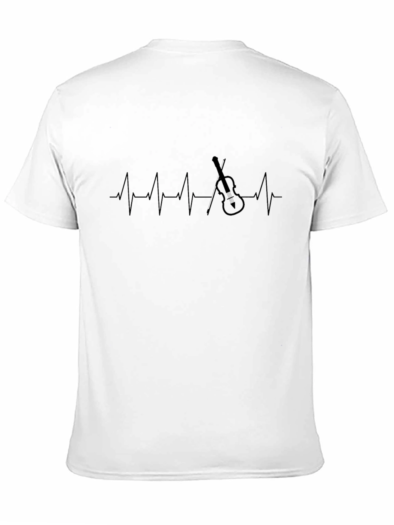 Violin Heartbeat Graphic T-Shirt - Black