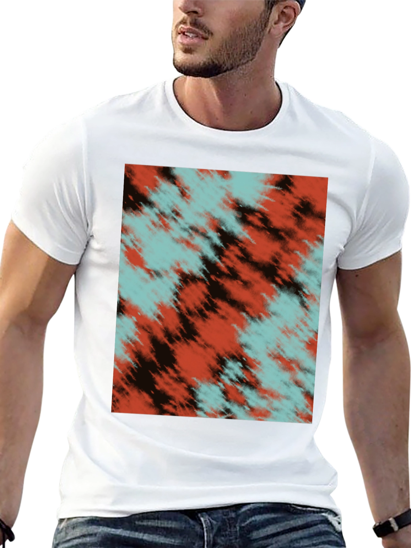 Abstract Tie-Dye Graphic Black T-Shirt