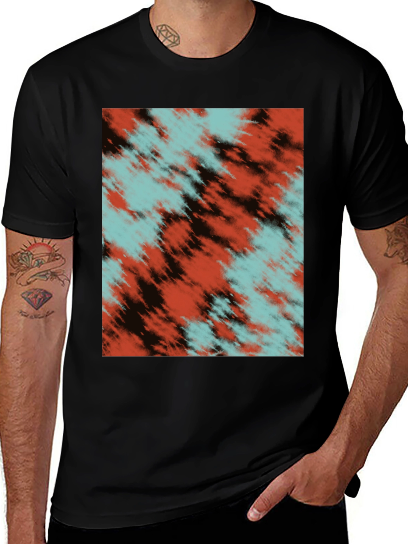 Abstract Tie-Dye Graphic Black T-Shirt