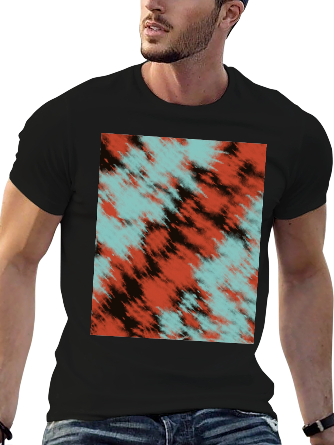 Abstract Tie-Dye Graphic Black T-Shirt