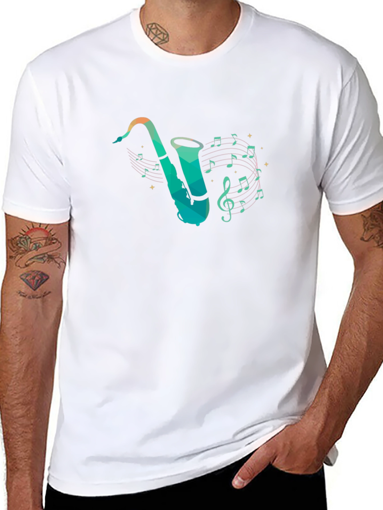 Saxophone Music Notes Graphic Tee