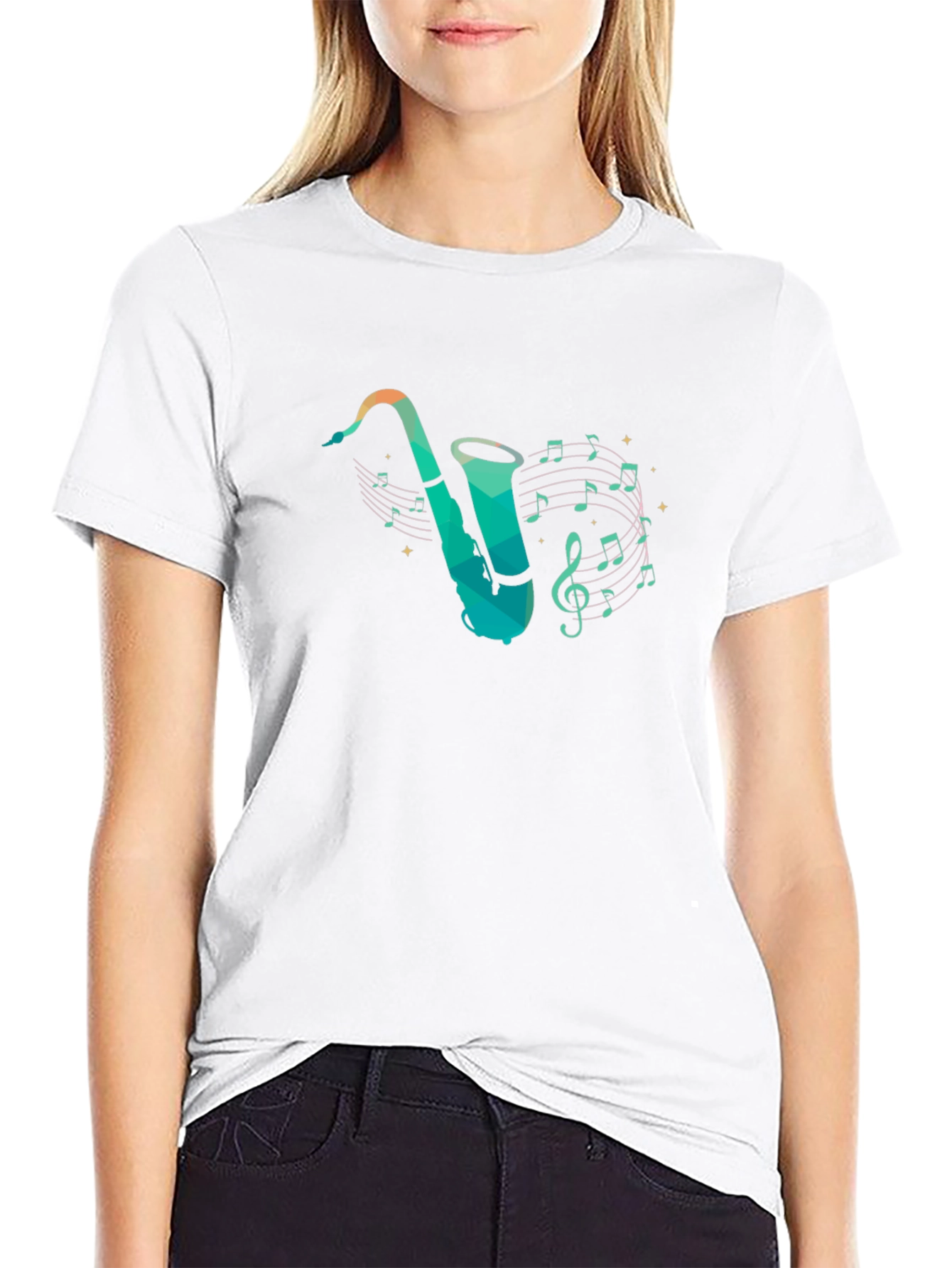 Saxophone Music Notes Graphic Tee