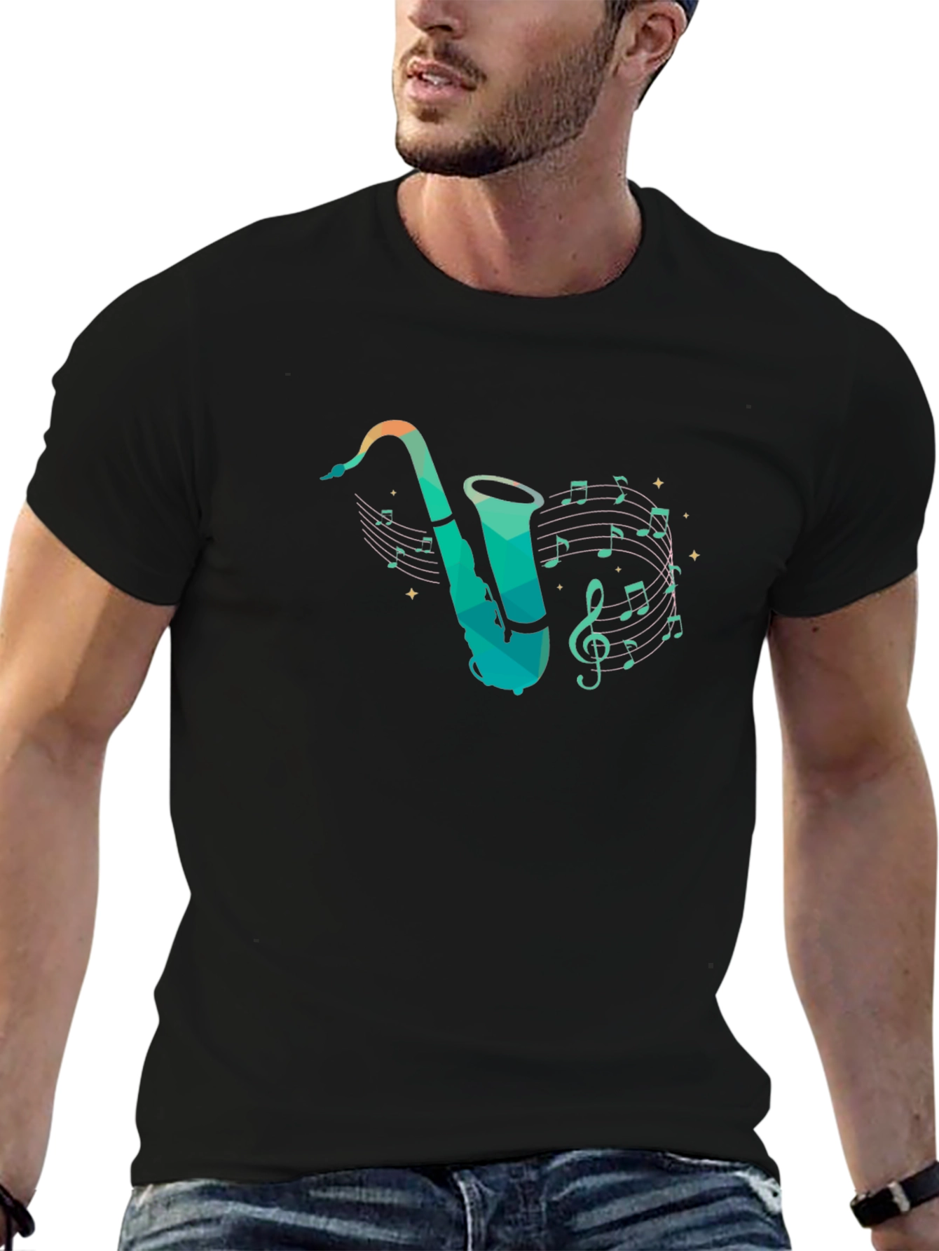 Saxophone Music Notes Graphic Tee