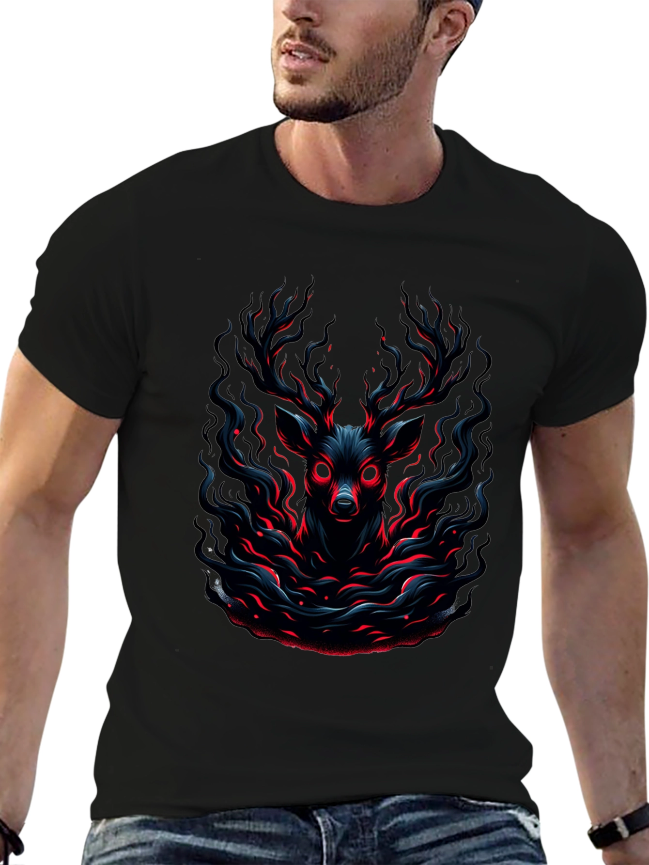 Mystic Deer Graphic Tee - Dark & Edgy Style