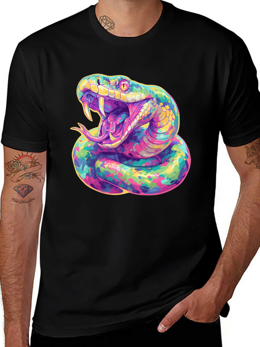 Vibrant Snake Graphic T-Shirt - Bold & Colorful Design