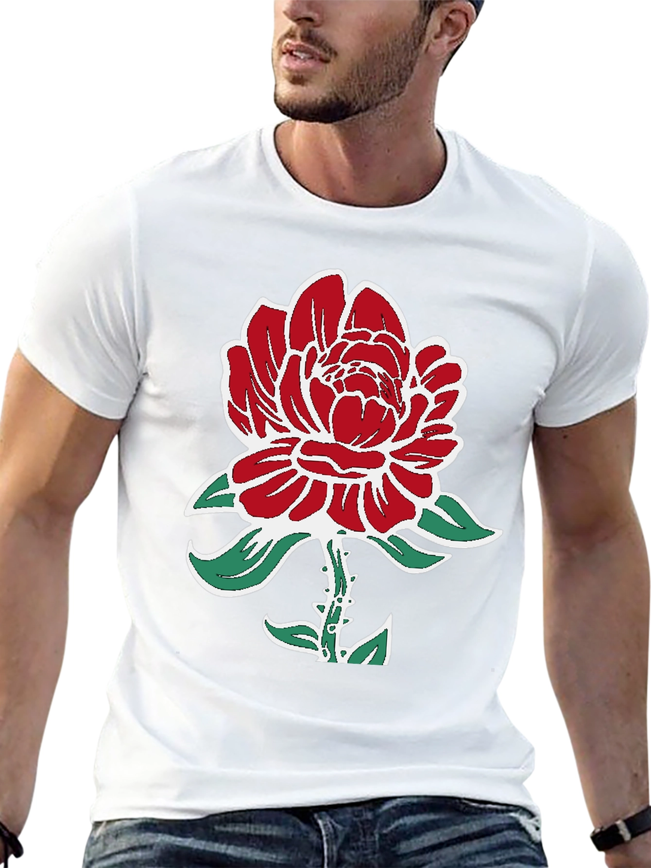 Red Rose Graphic Print Tee