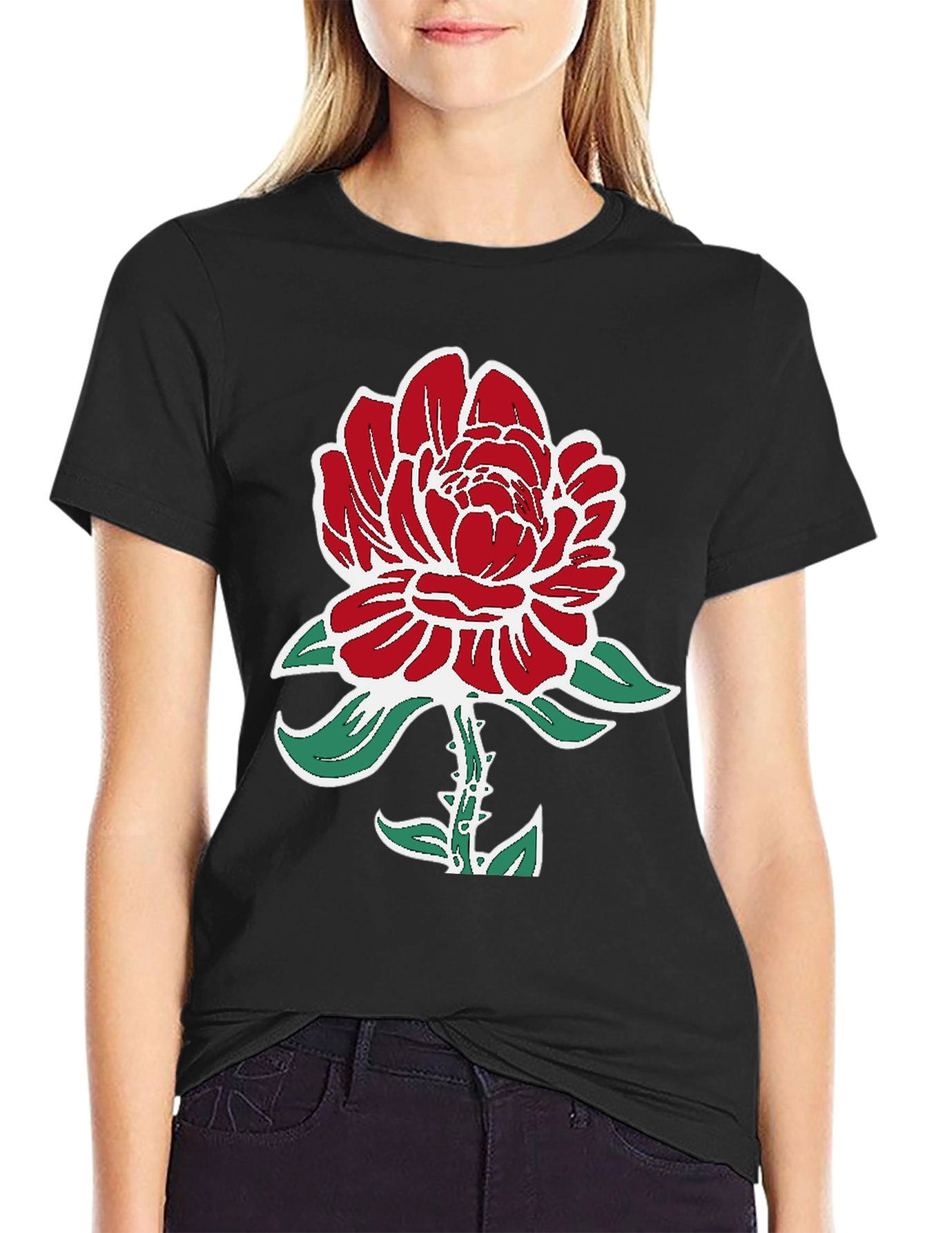 Red Rose Graphic Print Tee