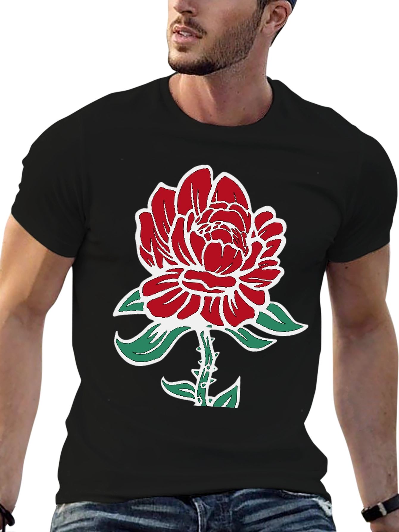 Red Rose Graphic Print Tee