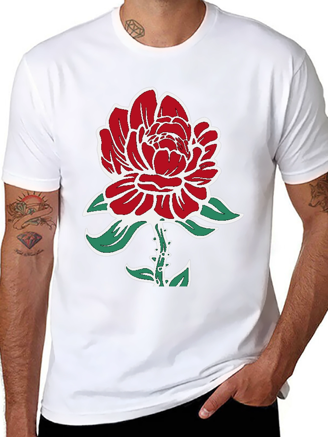 Red Rose Graphic Print Tee