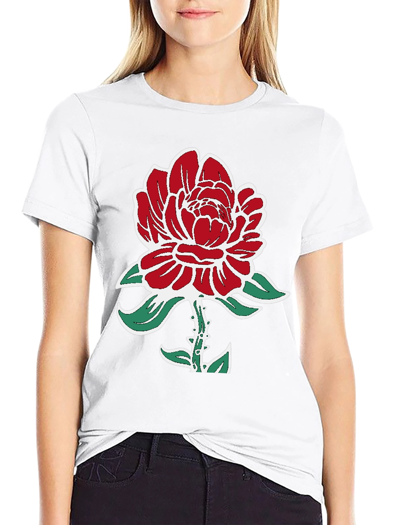 Red Rose Graphic Print Tee
