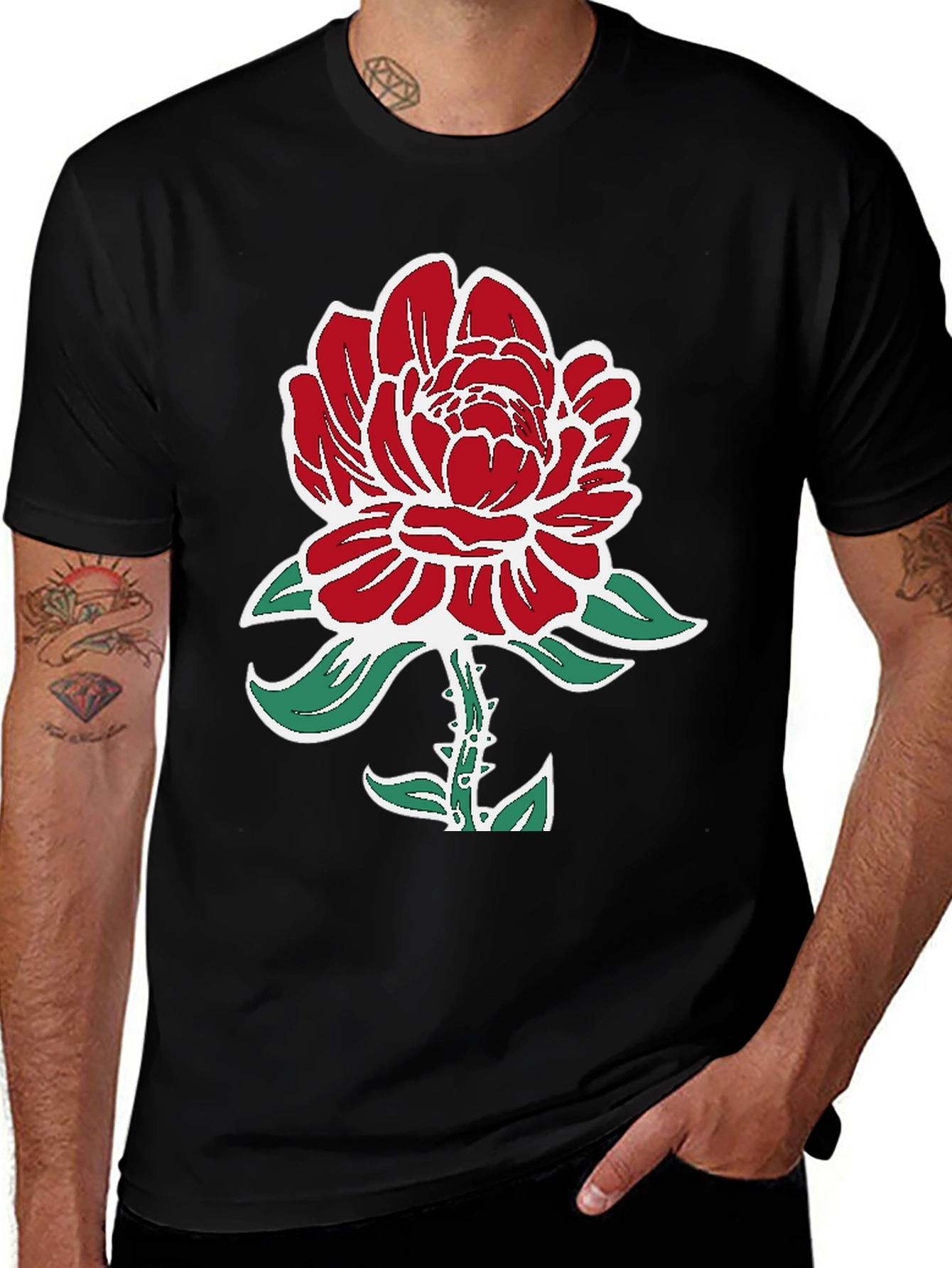 Red Rose Graphic Print Tee