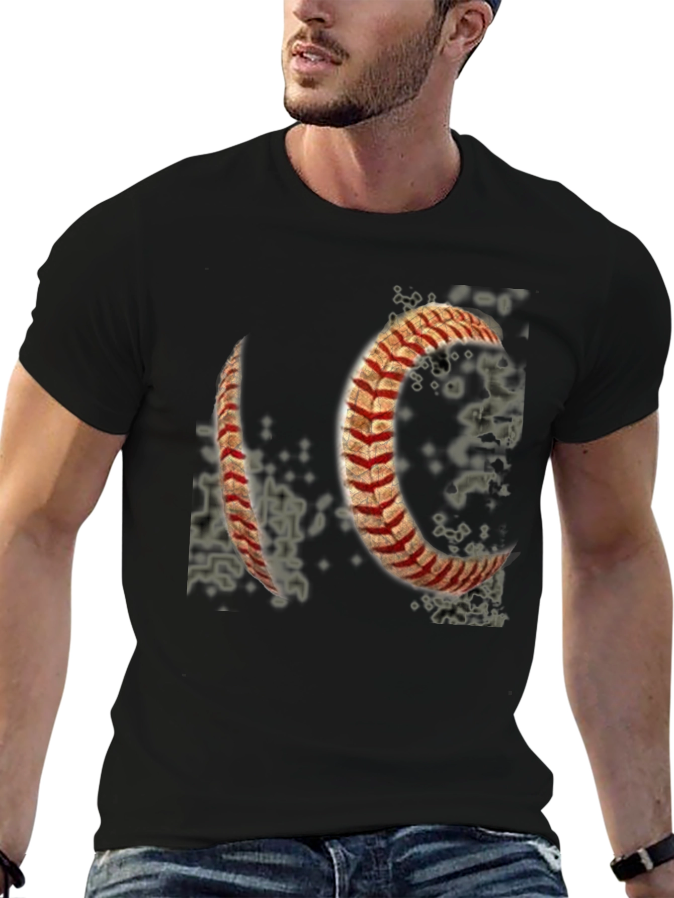 Baseball Stitch Graphic T-Shirt - Black