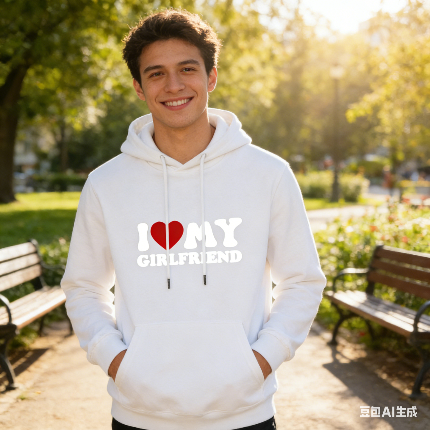 "I Love My Girlfriend" Graphic Black Hoodie