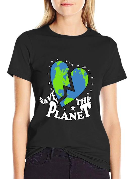 Save the Planet Earth Heart Graphic T-Shirt