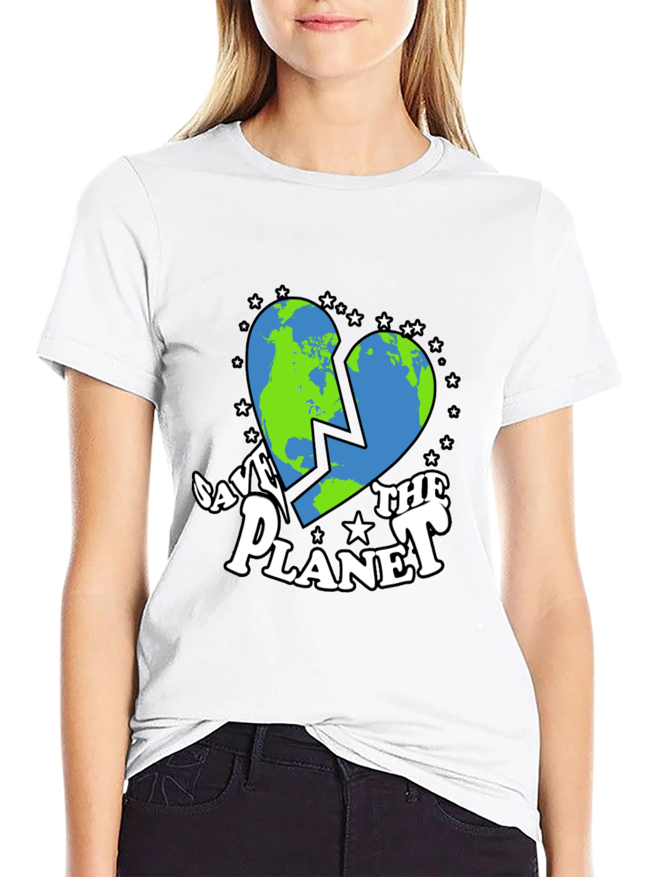Save the Planet Earth Heart Graphic T-Shirt
