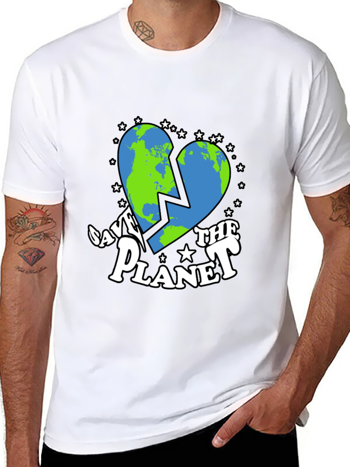 Save the Planet Earth Heart Graphic T-Shirt