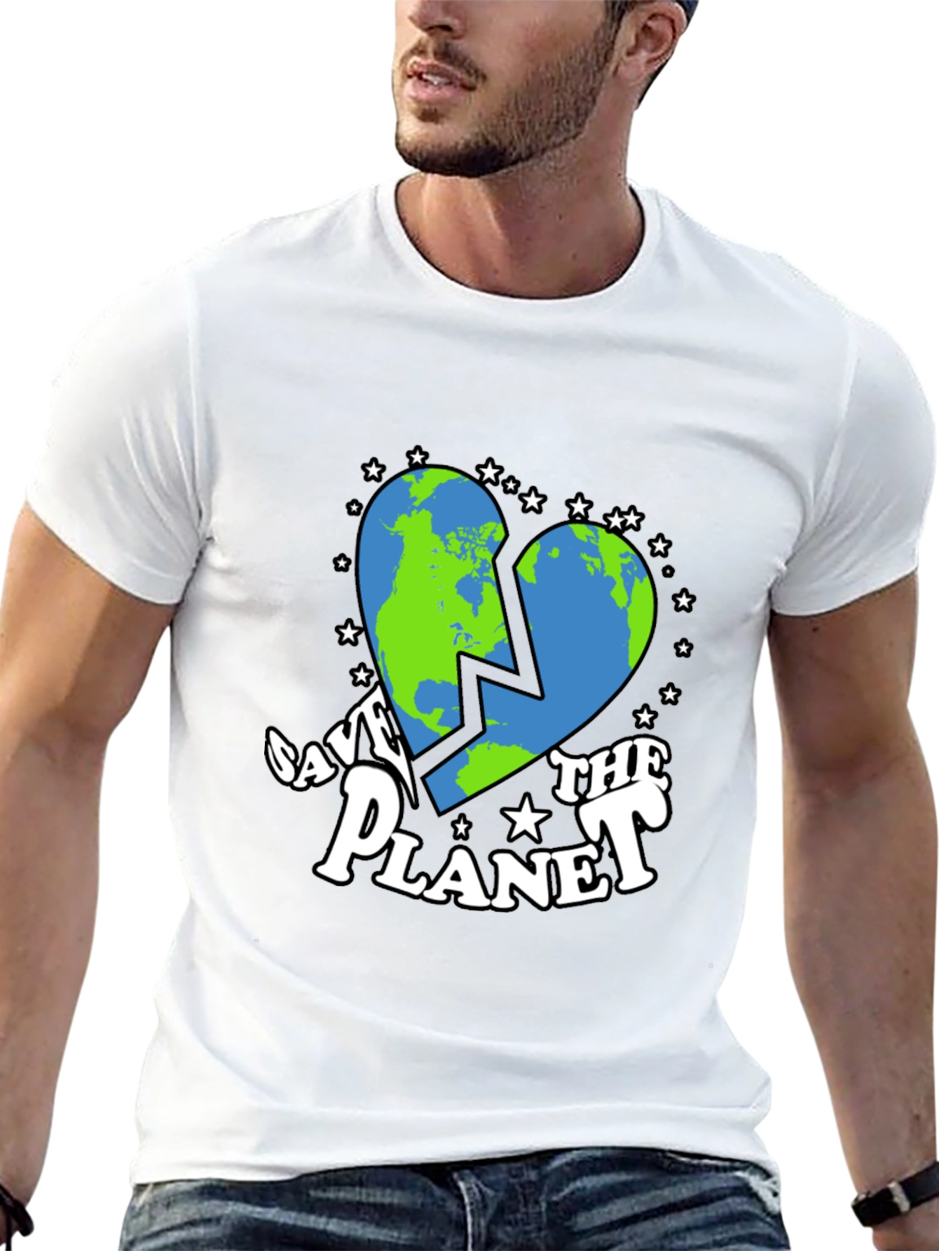 Save the Planet Earth Heart Graphic T-Shirt