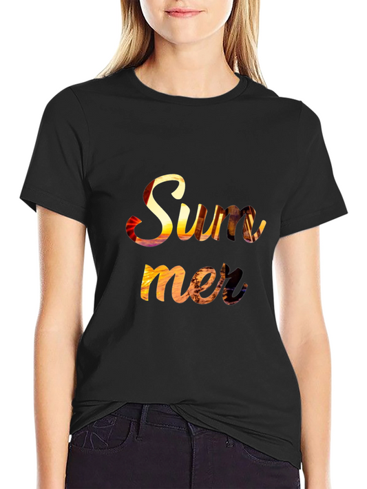 Summer Sunset Graphic Tee - Relaxed Fit Black T-Shirt