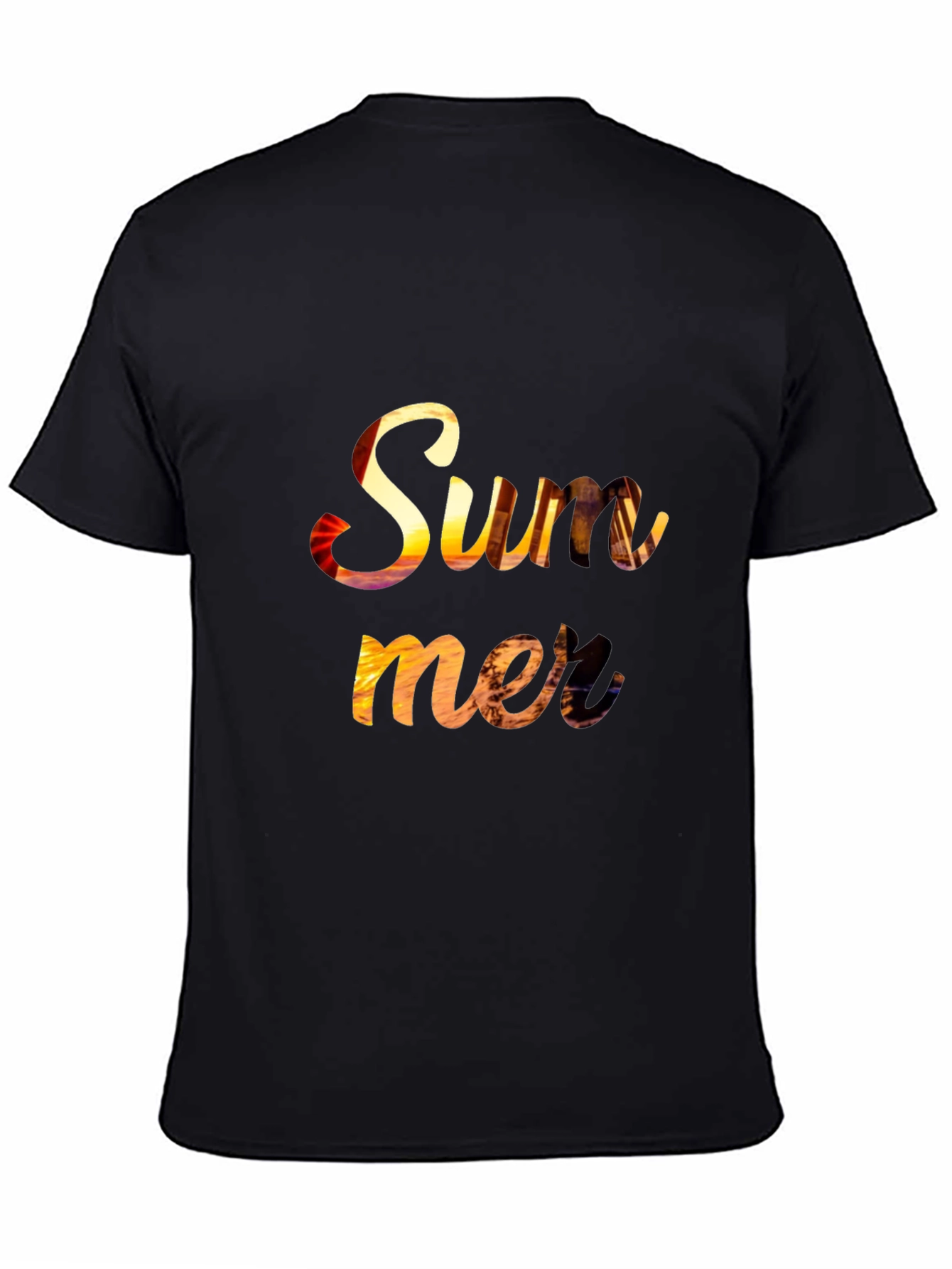 Summer Sunset Graphic Tee - Relaxed Fit Black T-Shirt