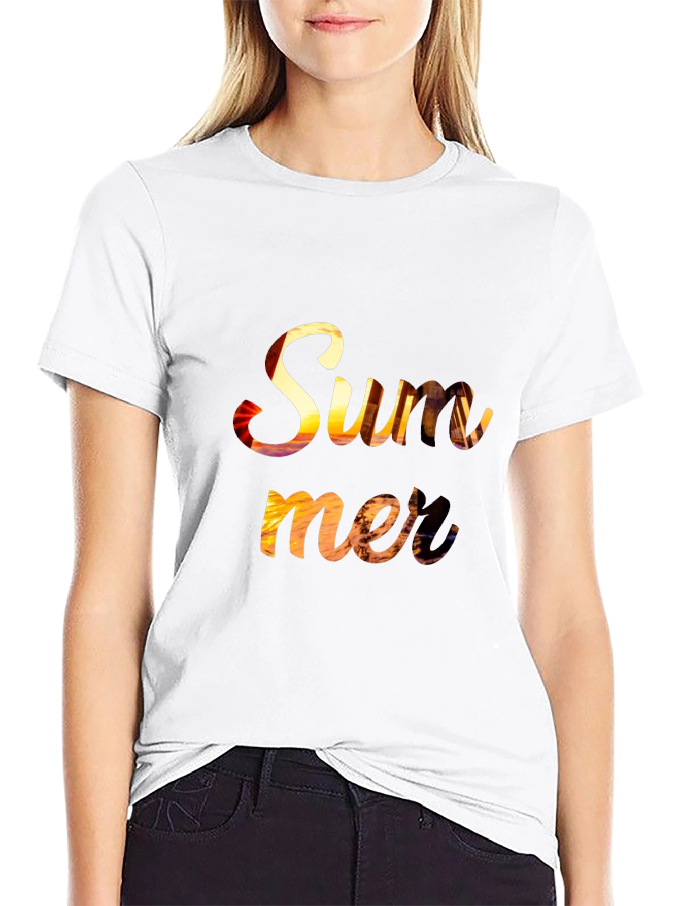 Summer Sunset Graphic Tee - Relaxed Fit Black T-Shirt