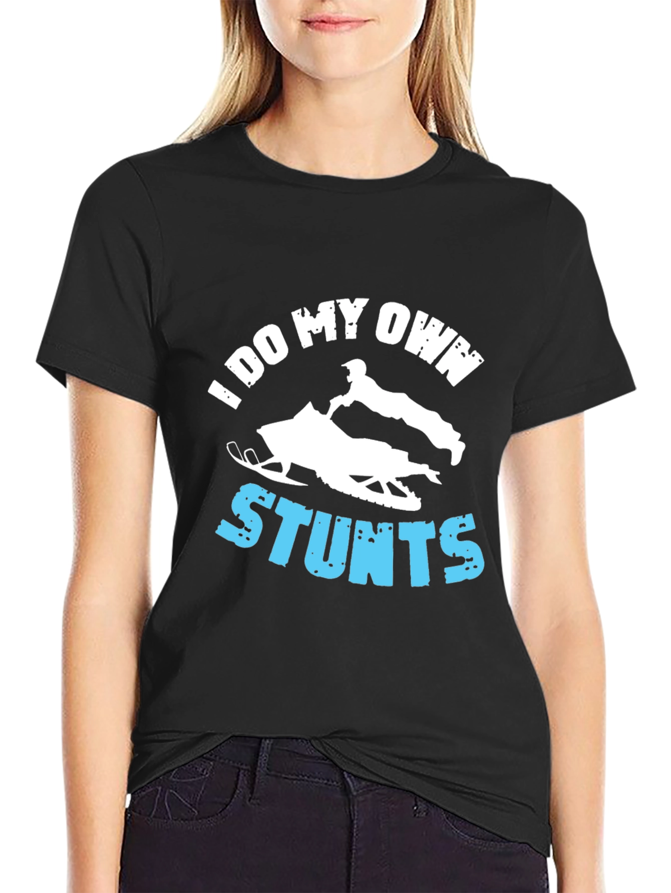 I Do My Own Stunts Snowmobile Graphic T-Shirt