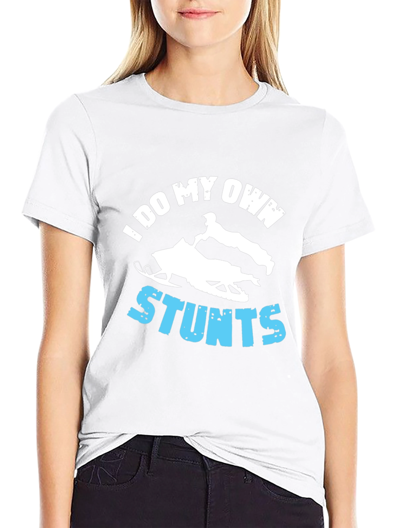 I Do My Own Stunts Snowmobile Graphic T-Shirt