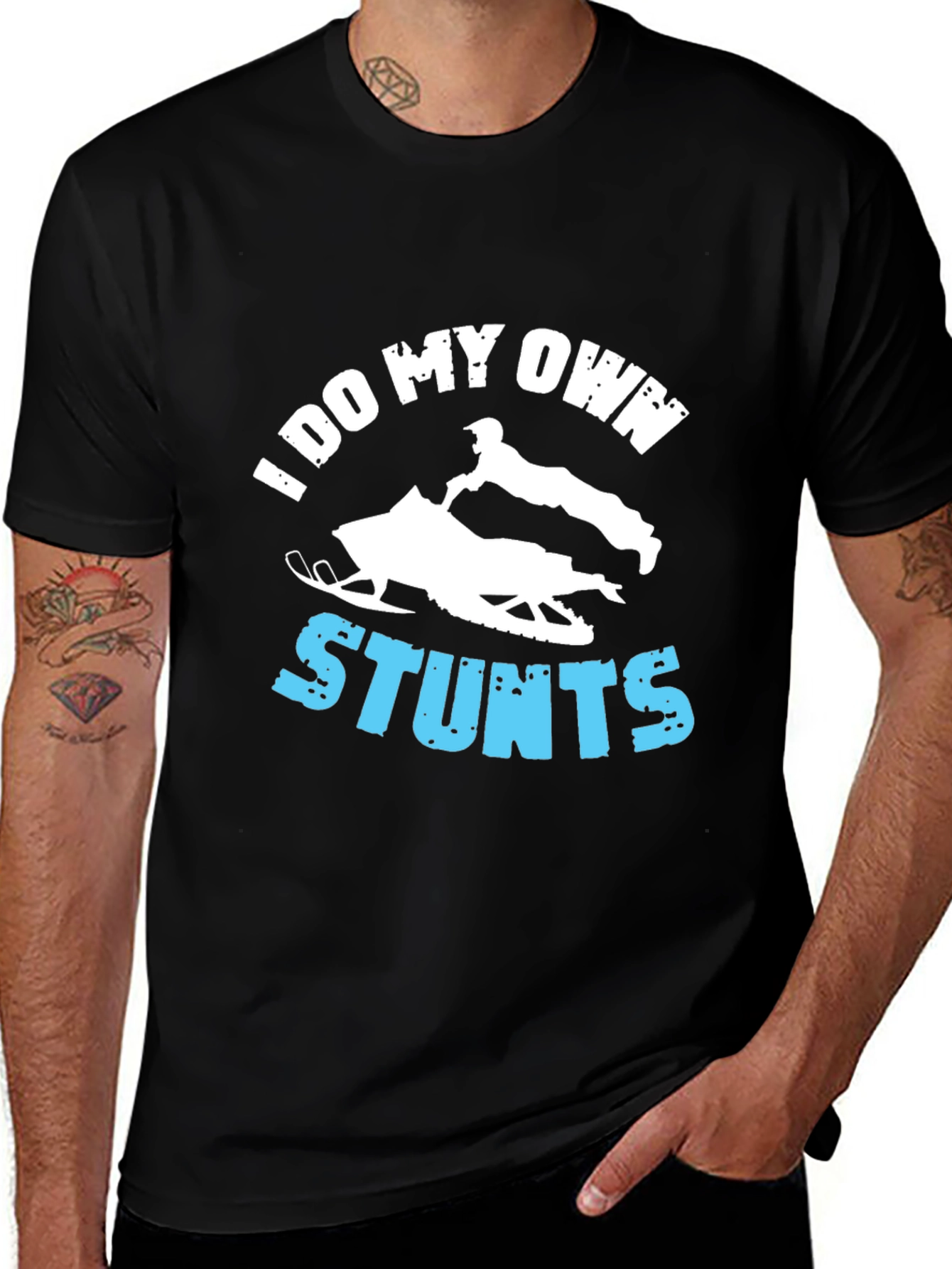 I Do My Own Stunts Snowmobile Graphic T-Shirt