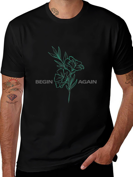 Begin Again Graphic Print Black T-Shirt