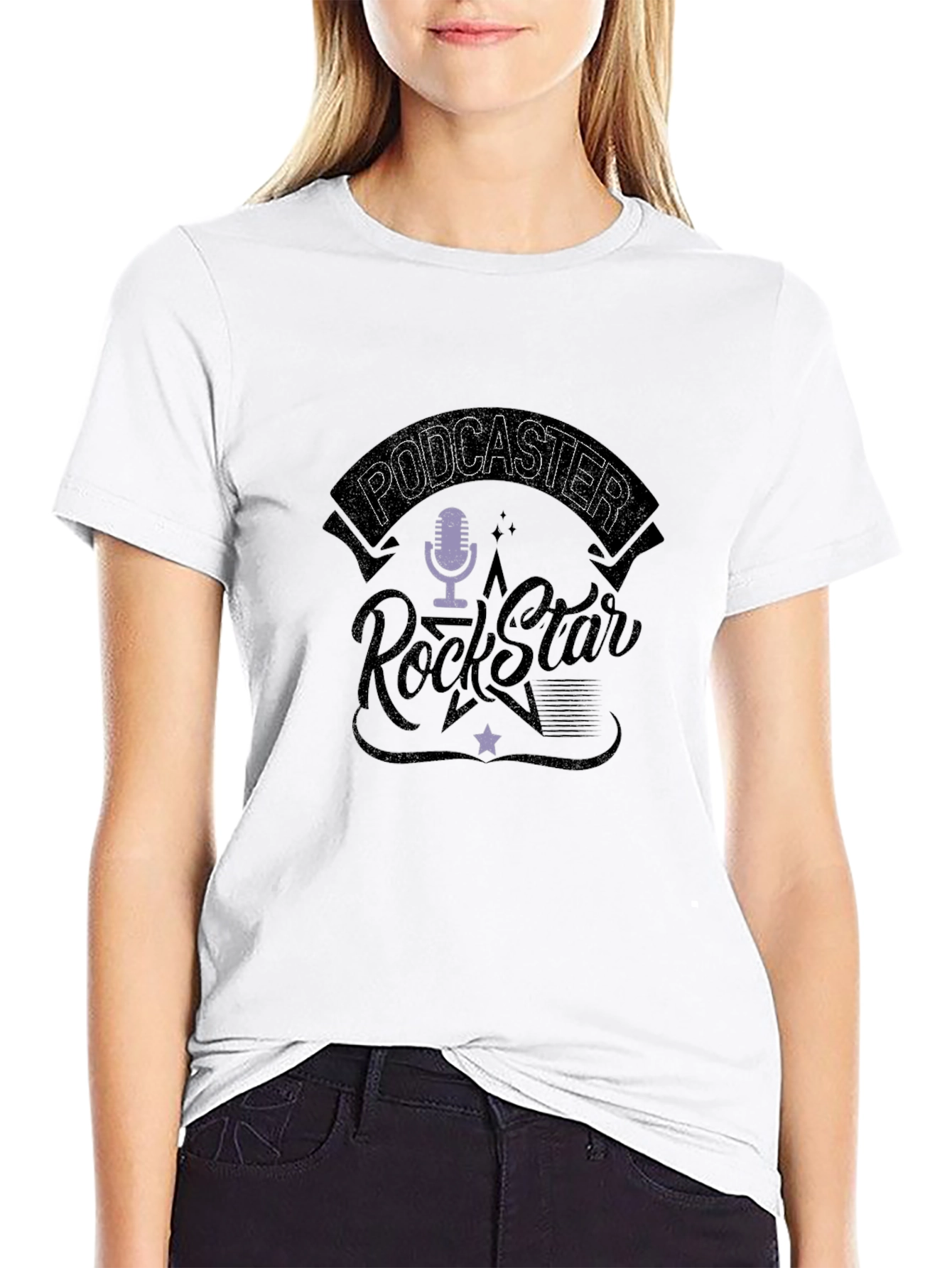 Podcaster RockStar Graphic Tee - Black Crew Neck T-Shirt