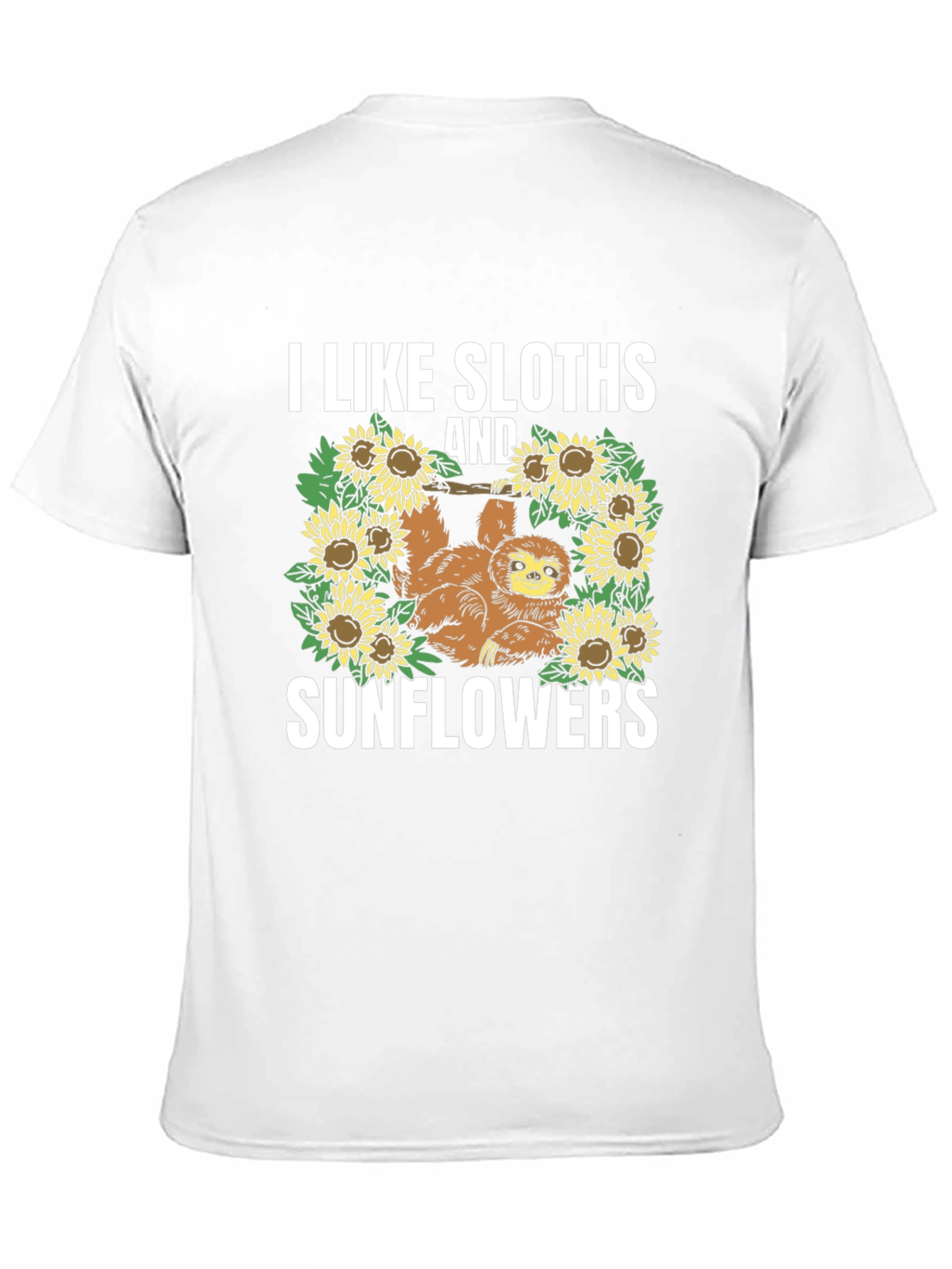 Sloth & Sunflower Graphic Tee - Black Cotton T-Shirt