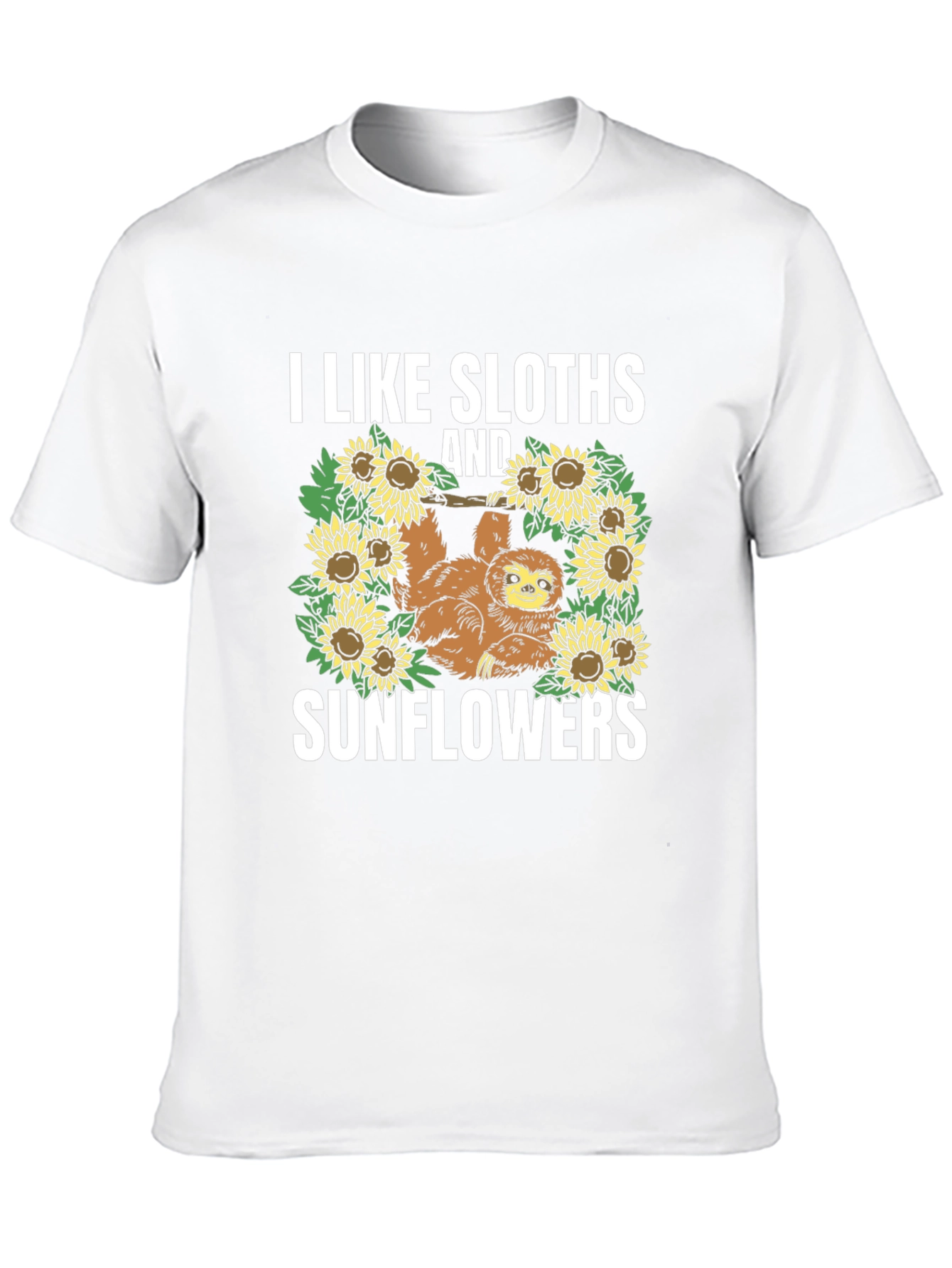 Sloth & Sunflower Graphic Tee - Black Cotton T-Shirt