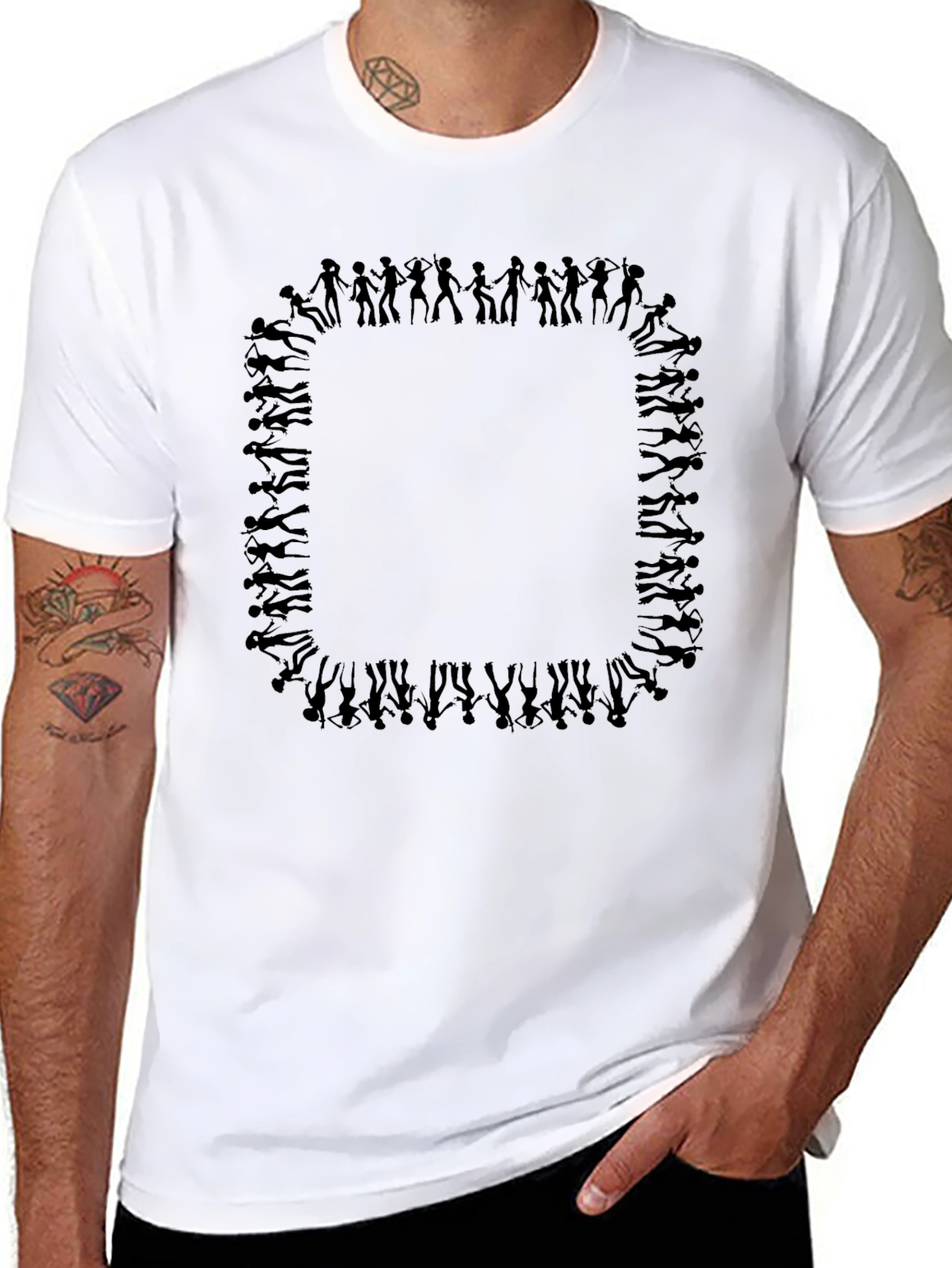 Funky People Pattern Black T-Shirt