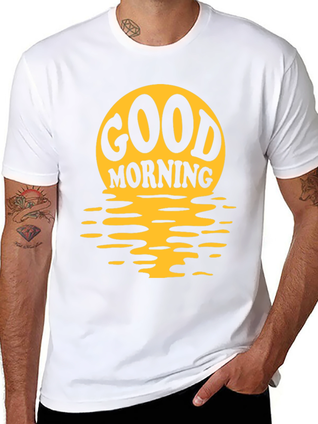 Good Morning Graphic Print Black T-Shirt
