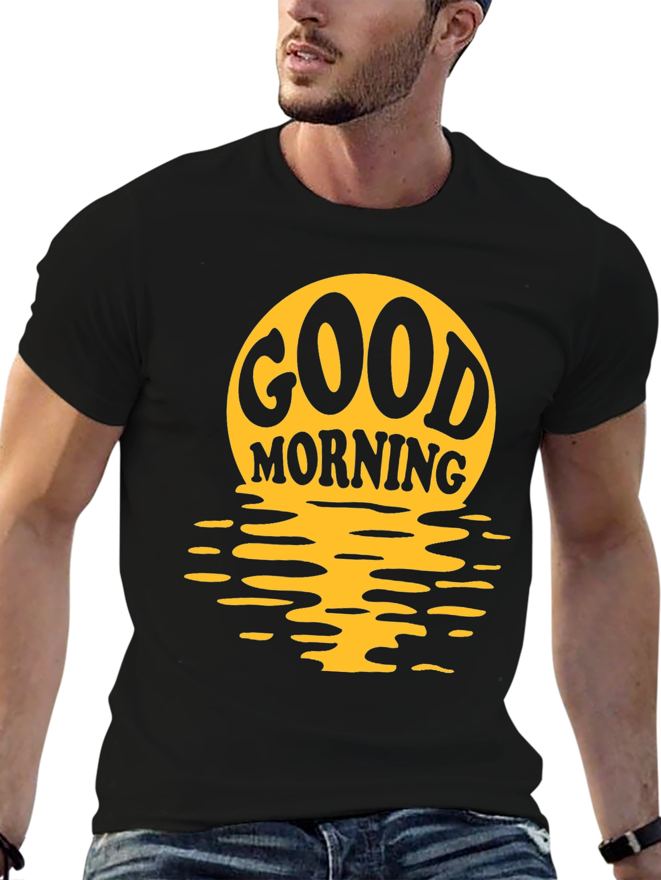 Good Morning Graphic Print Black T-Shirt