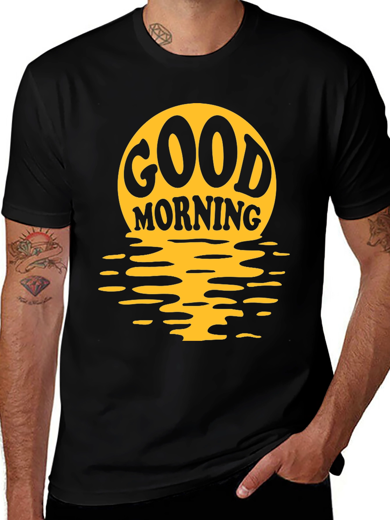Good Morning Graphic Print Black T-Shirt