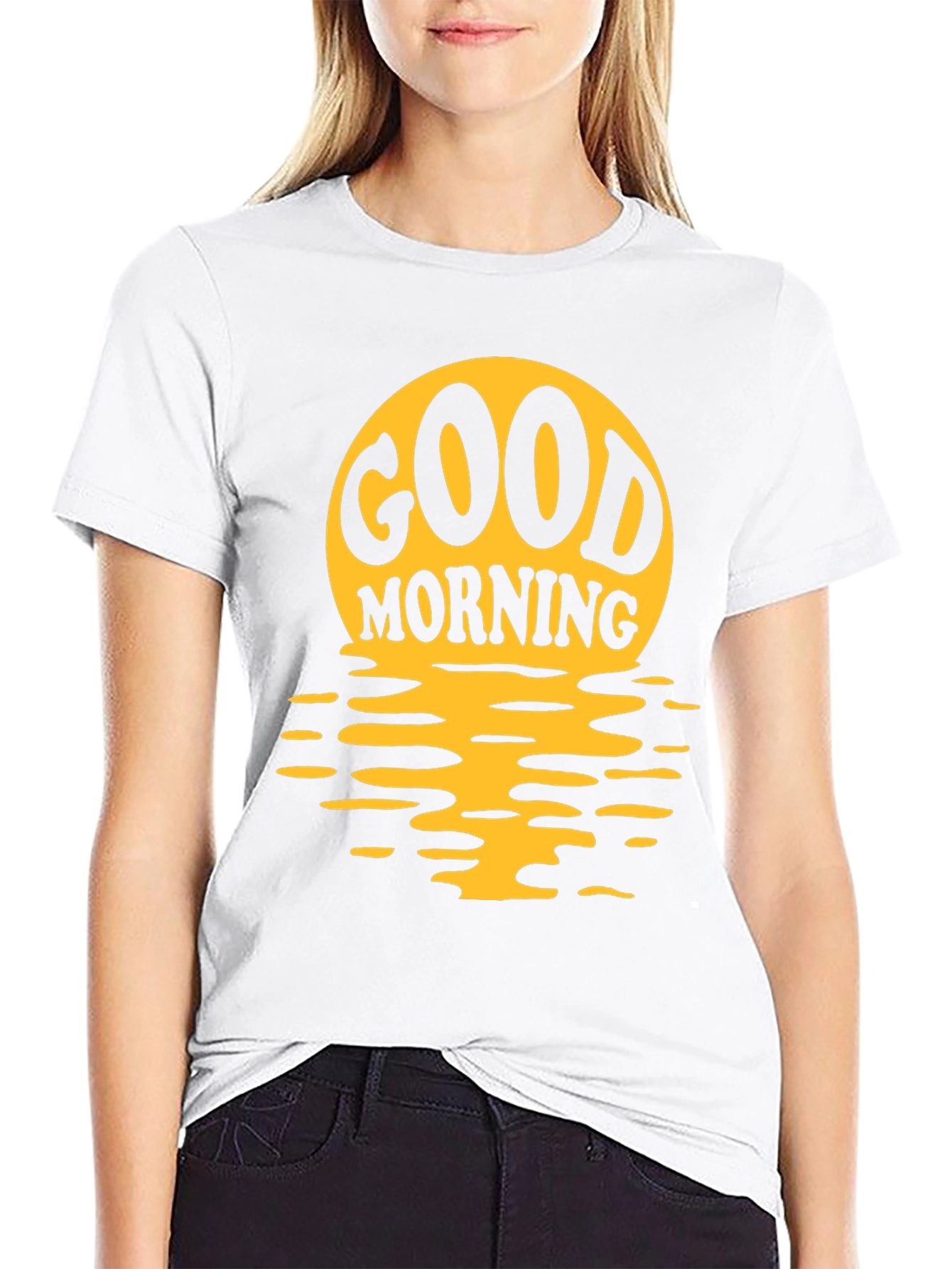 Good Morning Graphic Print Black T-Shirt
