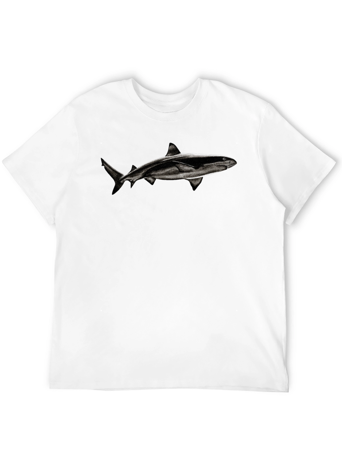 Shark Graphic Tee - Black Cotton Blend T-Shirt