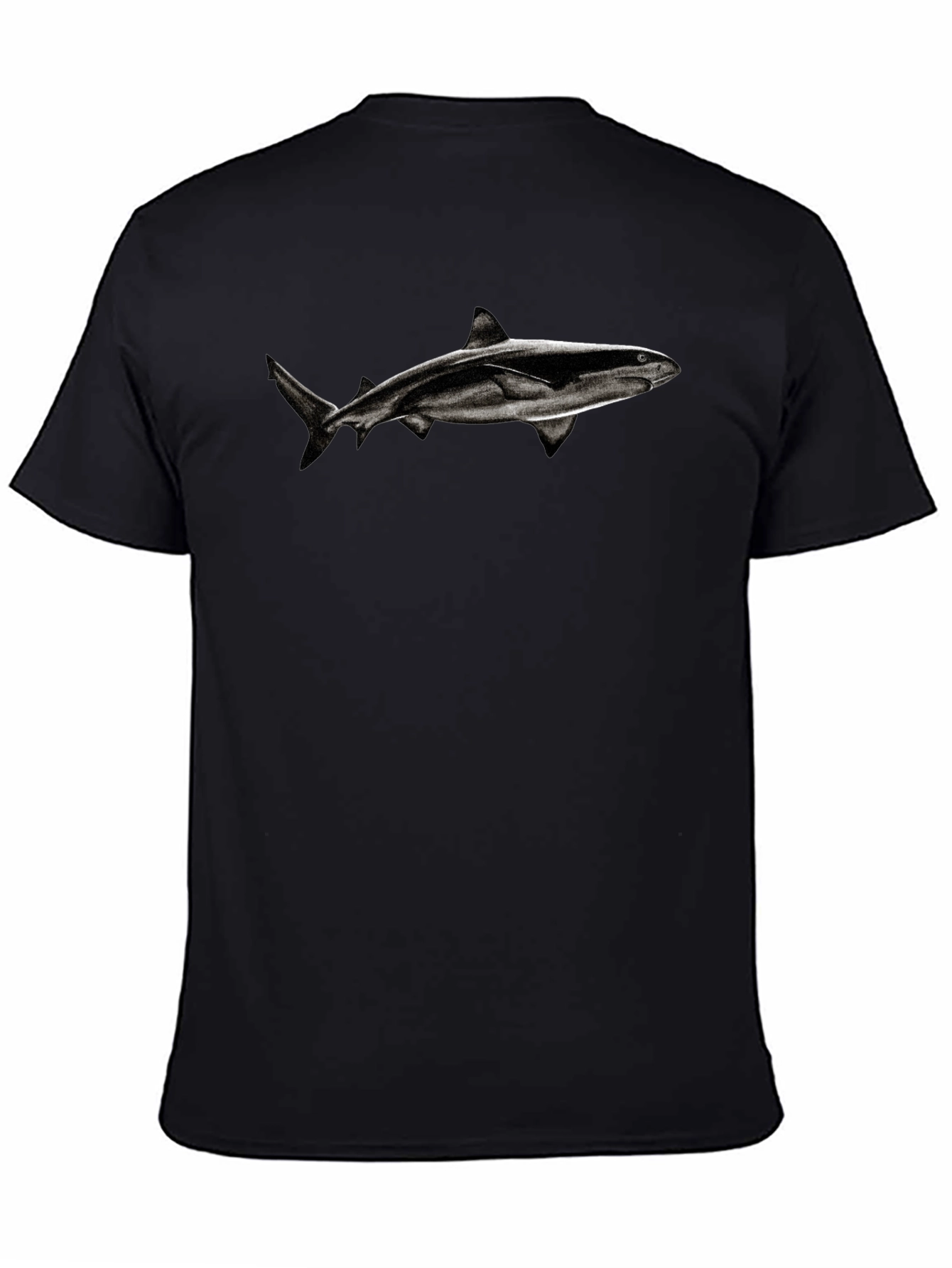 Shark Graphic Tee - Black Cotton Blend T-Shirt