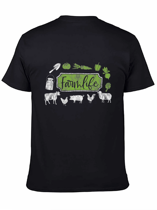 Farm Life Graphic Tee - Black Cotton T-Shirt