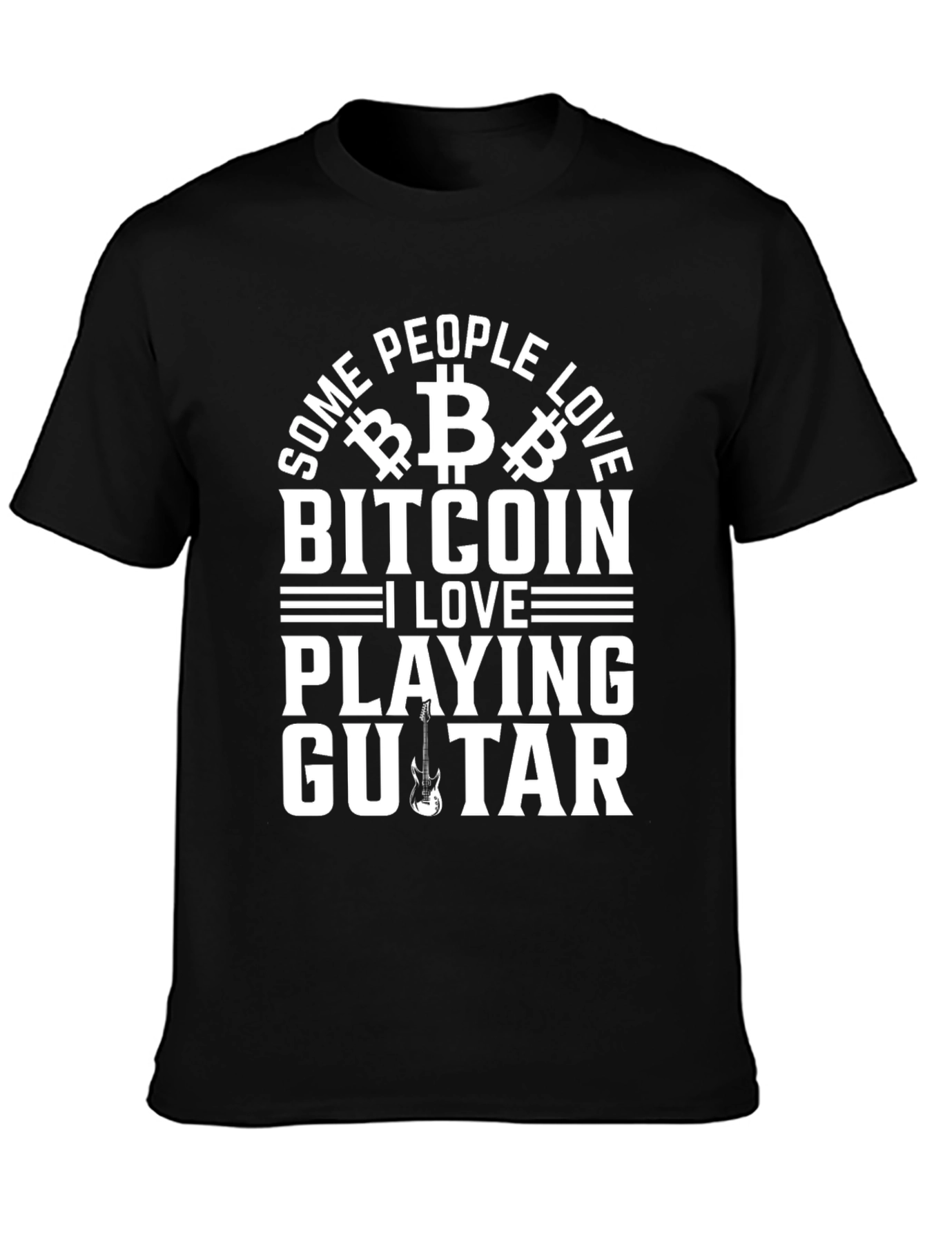 Bitcoin & Guitar Lover T-Shirt - Black Graphic Tee