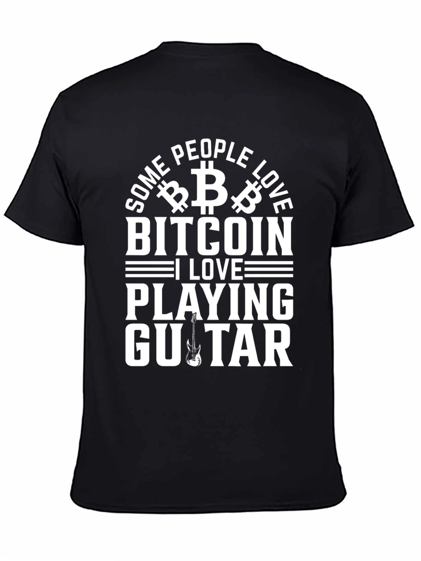 Bitcoin & Guitar Lover T-Shirt - Black Graphic Tee