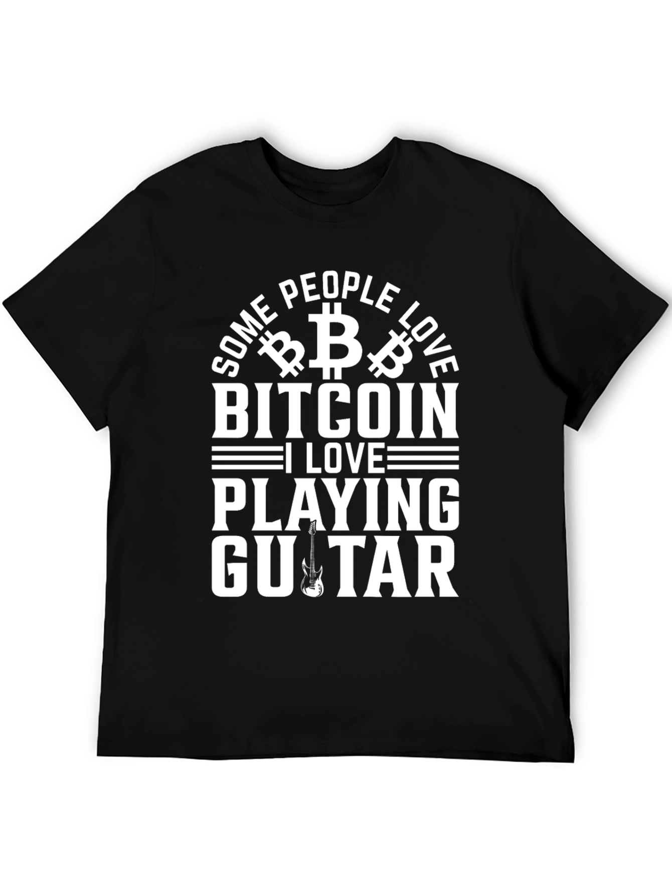 Bitcoin & Guitar Lover T-Shirt - Black Graphic Tee