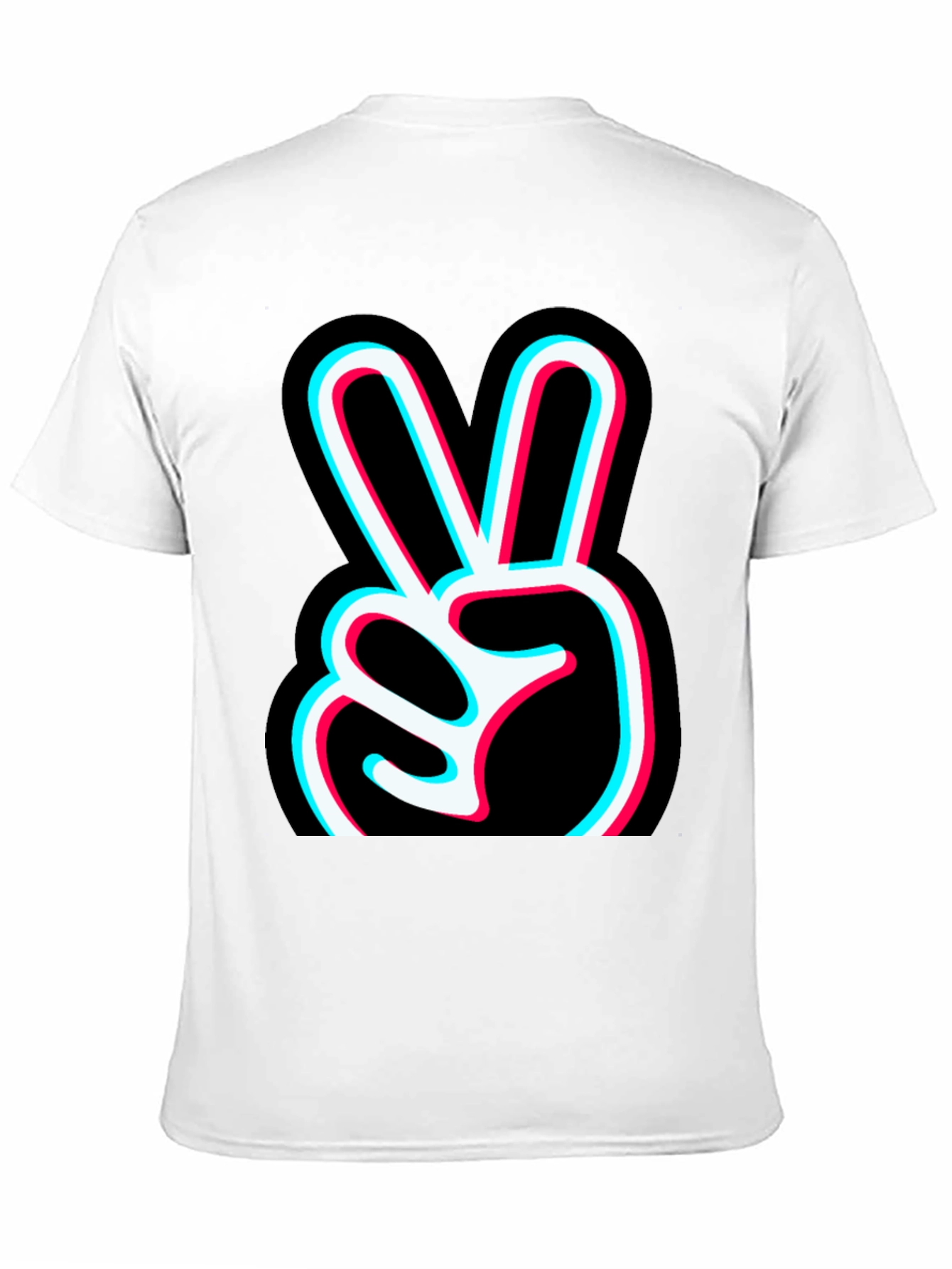 Peace Sign Glitch Graphic Tee - Black Cotton T-Shirt