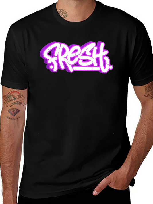 Fresh Graffiti Style Graphic T-Shirt - Black