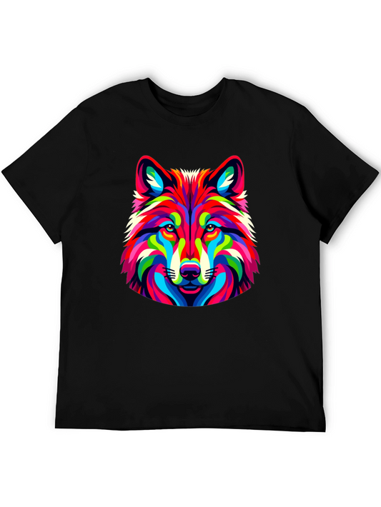 Bold Colorful Wolf Graphic T-Shirt