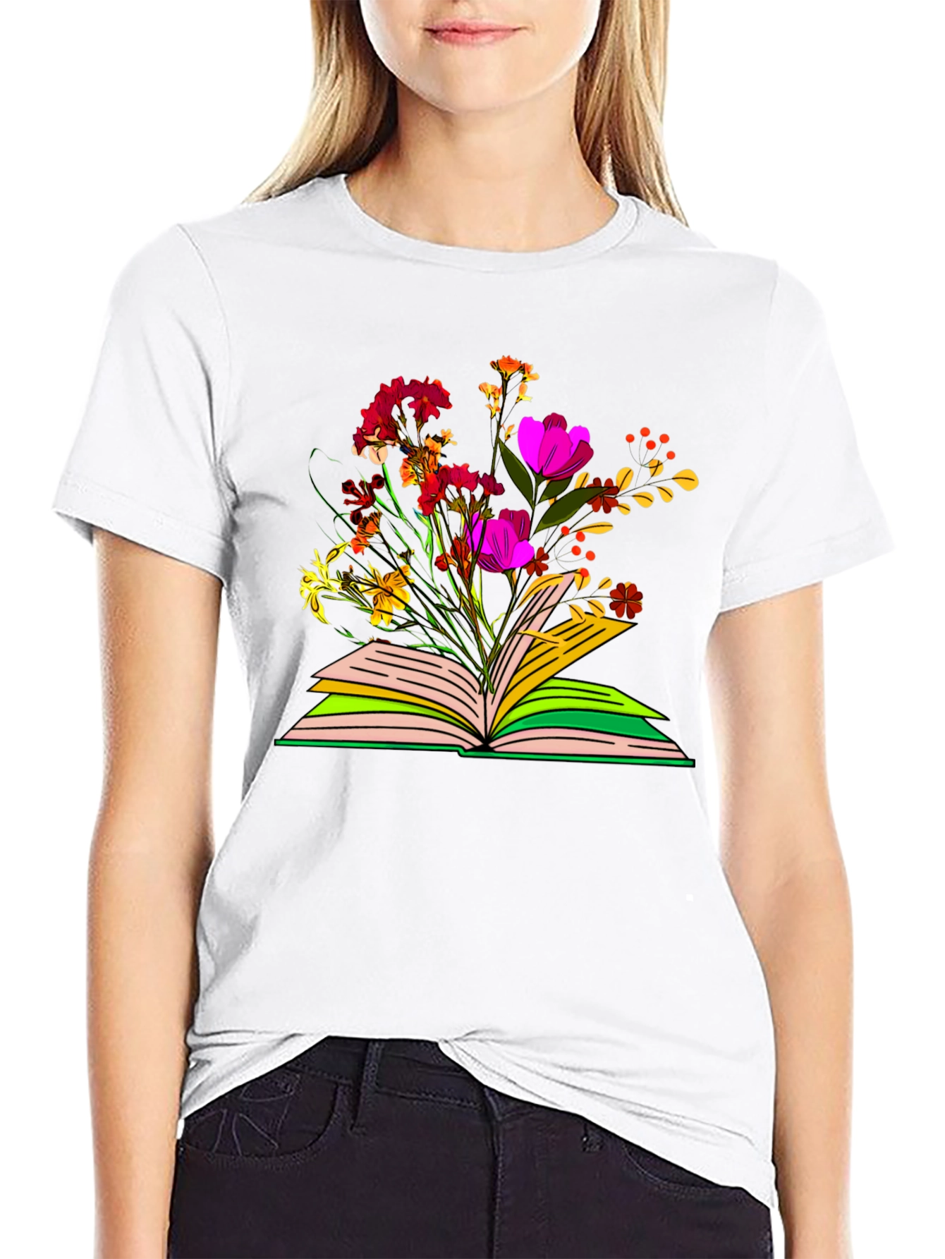 Floral Book T-Shirt - Literary Garden Tee