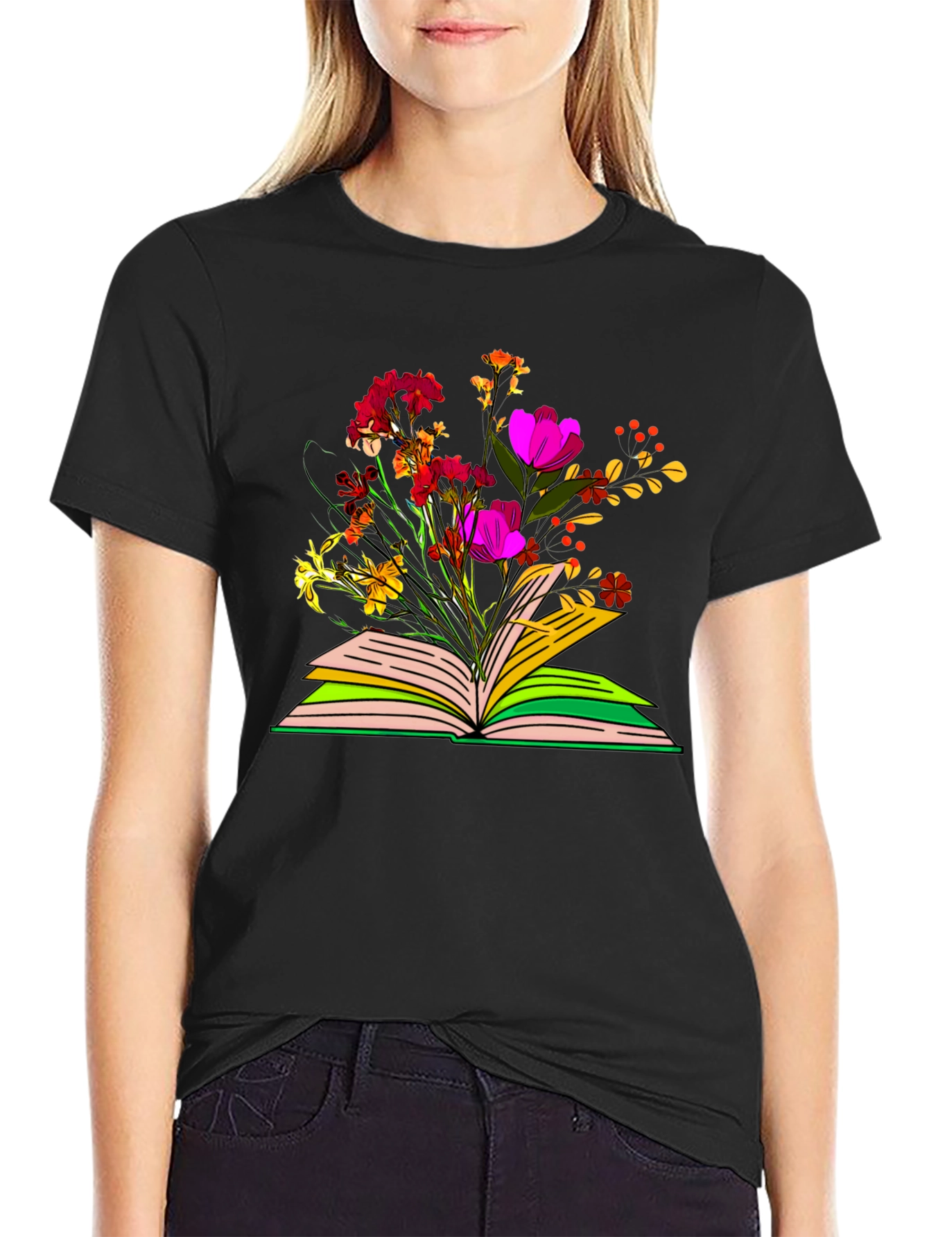 Floral Book T-Shirt - Literary Garden Tee