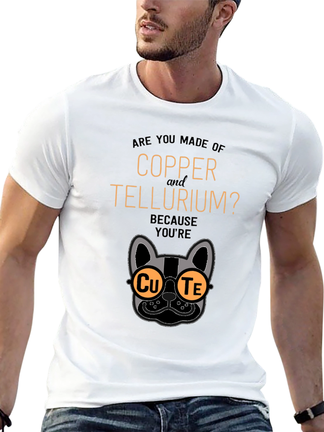 Cute Copper Tellurium Chemistry Pun Black T-Shirt
