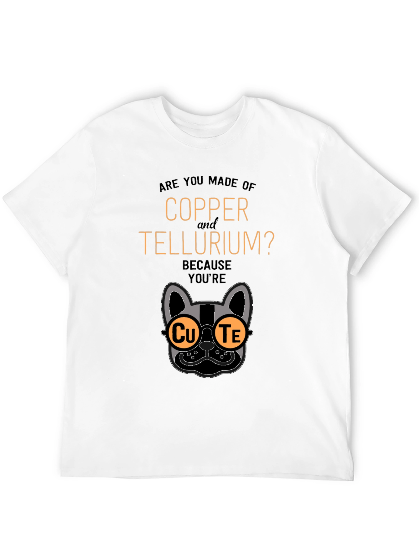 Cute Copper Tellurium Chemistry Pun Black T-Shirt